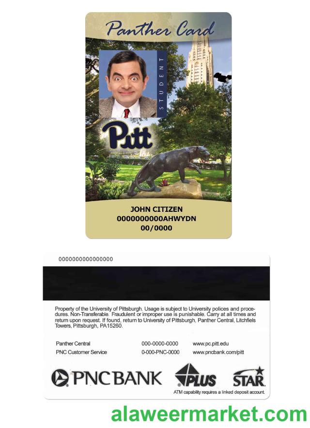USA The University of Pittsburgh Student ID card, Panther card